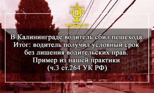 В Калининграде водитель сбил пешехода и получил условный срок